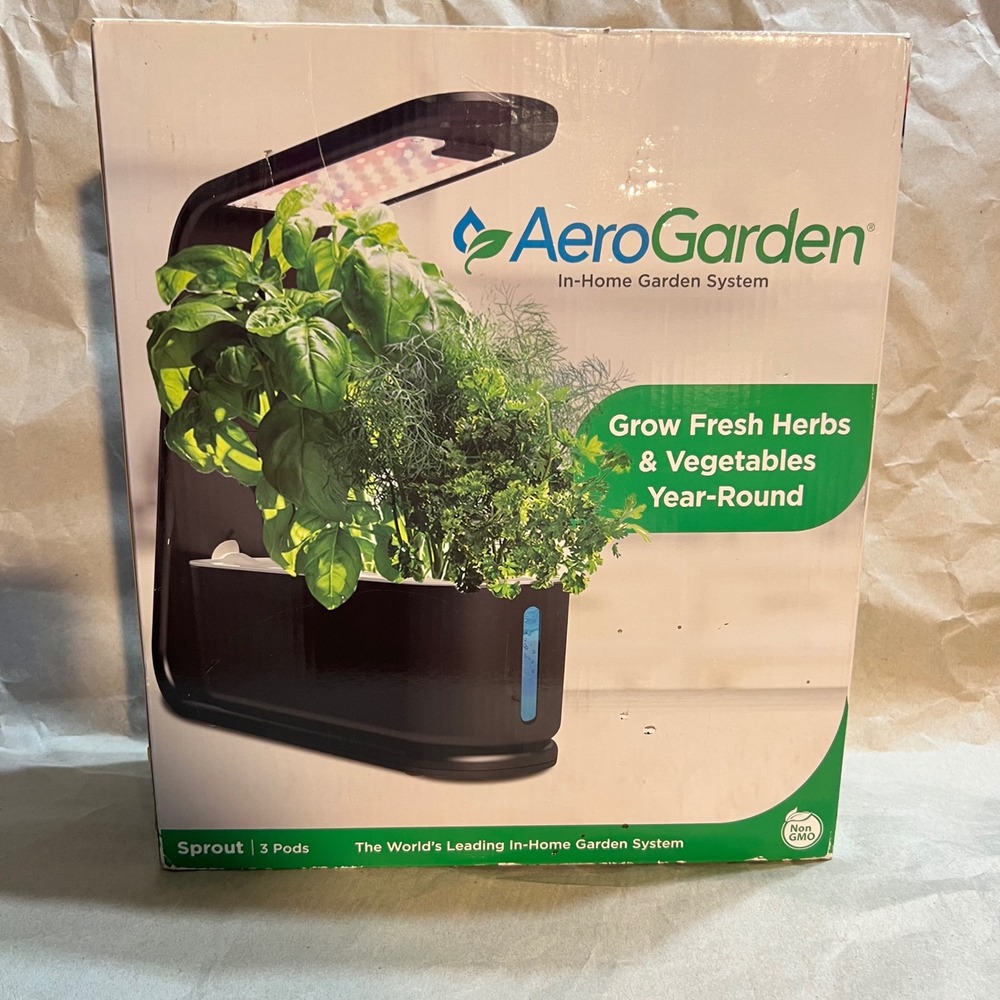 AeroGarden Sprout 3-Pod In-Home Garden System Black‎ LED Hydroponic Herb Kit